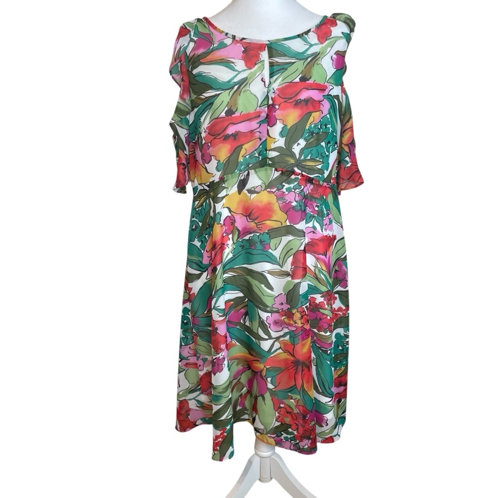 Nine West Tropical Floral Dress Size 14 NWT Wedding Guest Event Party Cruise